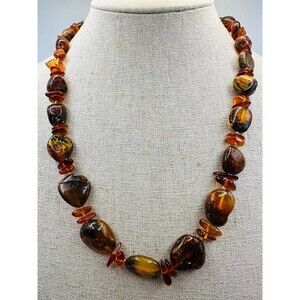 Natural amber beaded Necklace 20” READ